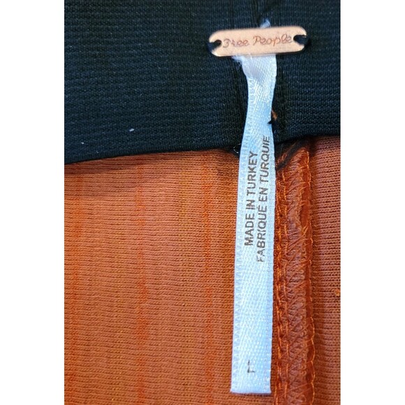 Free People L Orange Velvet Ribbed Flare Pull On Pants Boho 70s Festival Retro - Picture 4 of 8